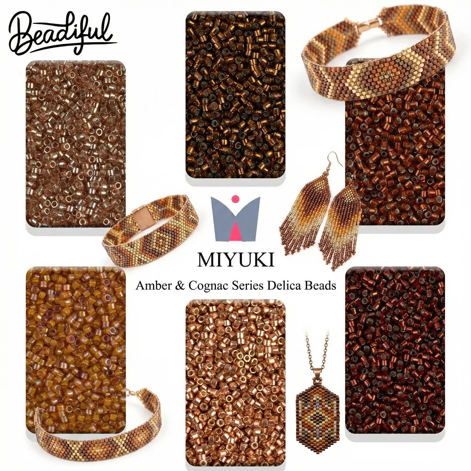 

BEADIFUL 10g/2000pcs MIYUKI DELICA BEADS 11/0 - Amber Cognac Series Japan Glass Seed Beads for Vintage Jewelry Crafting