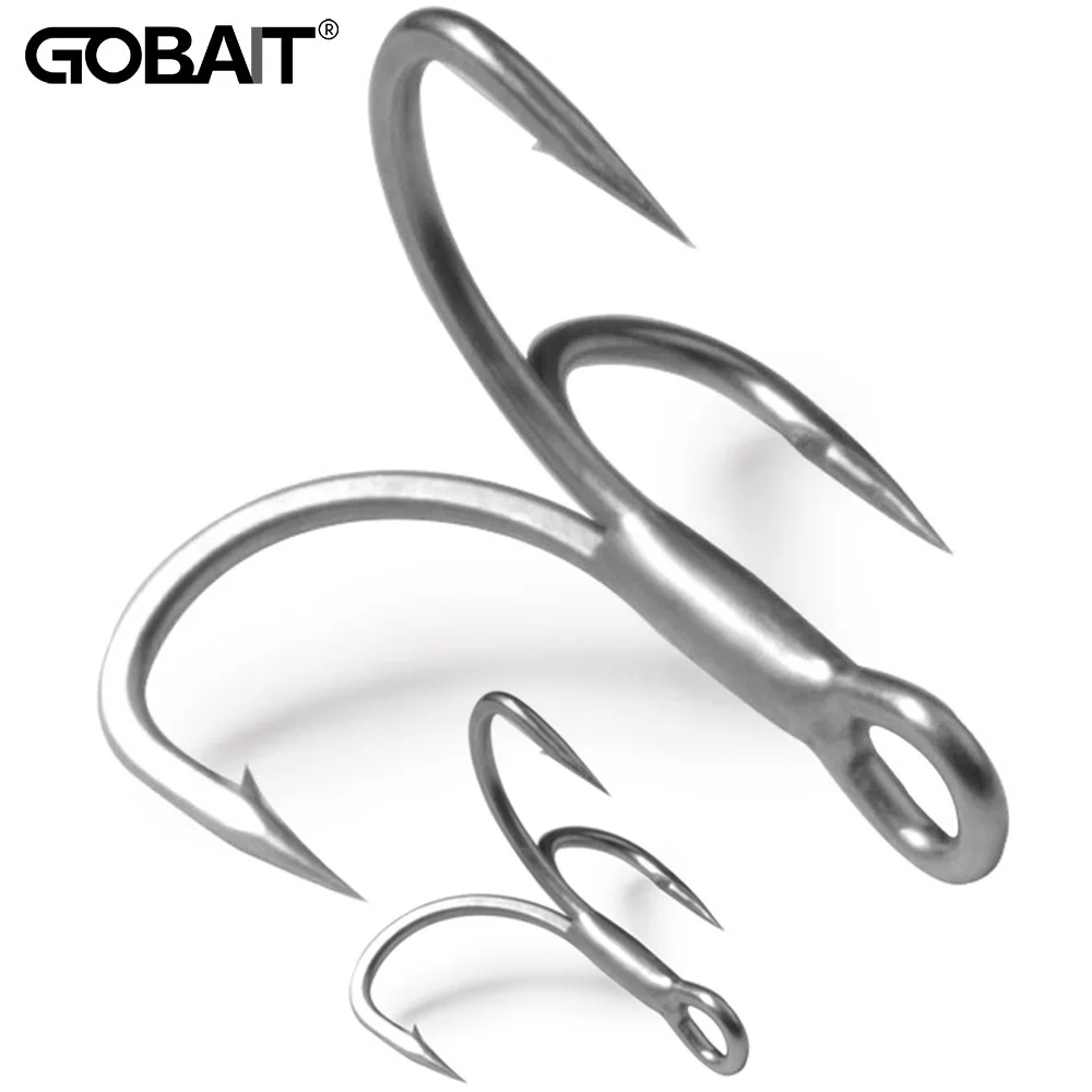 GOBAIT 20PCS Treble Hooks 2#-10# Fishhook Barbed Sharp High Carbon Steel Angle Nickel Antirust Tool Pesca Tackle Fishing Hook