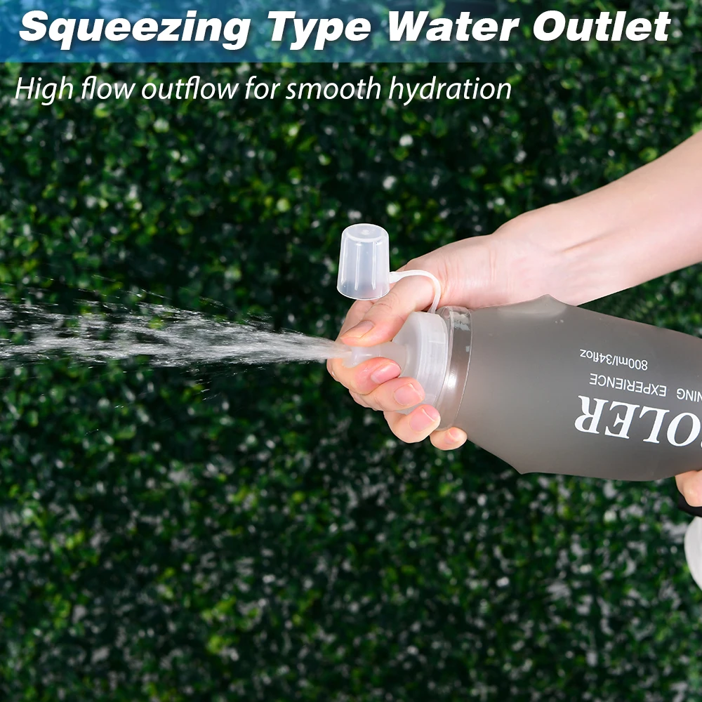 800ML 1000ML TPU Outdoor Sport Bottle Folding Soft Flask Drink Water Bottle for Running Camping Hiking Bicycle Fitness Water Bag image 5