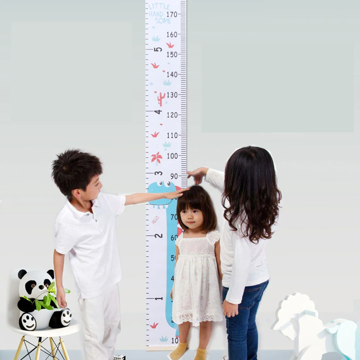 ملصق حائط معلق على شكل مخطط للنمو، مسطرة قياس الارتفاع من القماش الخشبي مقاومة للماء لنمو ديكور الحضانة