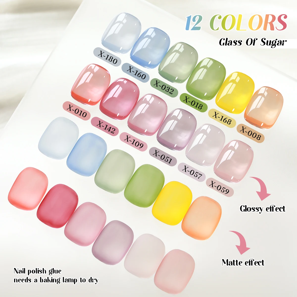 XEIJAYI ผลไม้สีน้ําตาล 12 ชิ้น/เซ็ต-Candy สีเล็บ,ความอิ่มตัวสูงน้ําผลไม้, easy DIY สไตล์หวานและเย็น