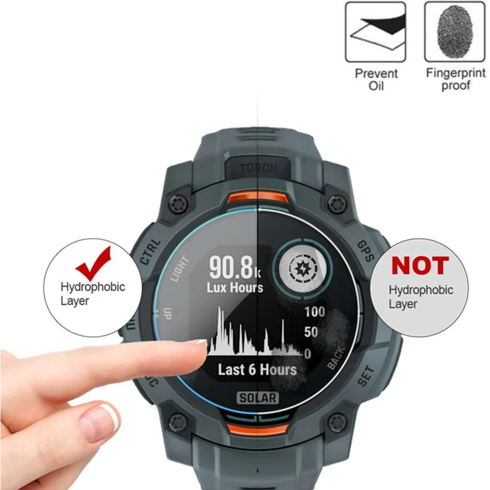 3 قطعة فيلم مشاهدة ل Garmin Instinct 3 AMOLED/الطاقة الشمسية 45 مللي متر/50 مللي متر المضادة للخدش الزجاج المقسى فيلم أفلام الشاشة الكاملة