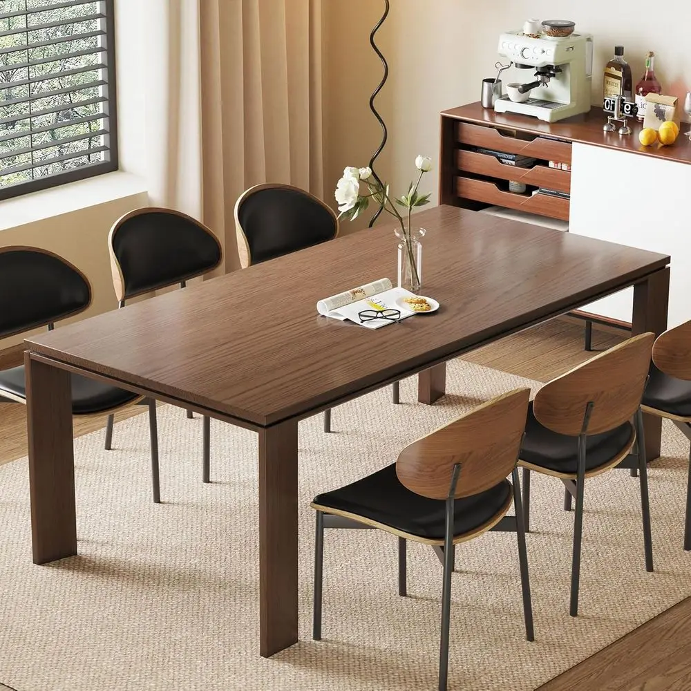 

Elegant Walnut 6-8 Seater Century-Style Wooden Dining Table for Living, Kitchen, Conference & Dining Rooms