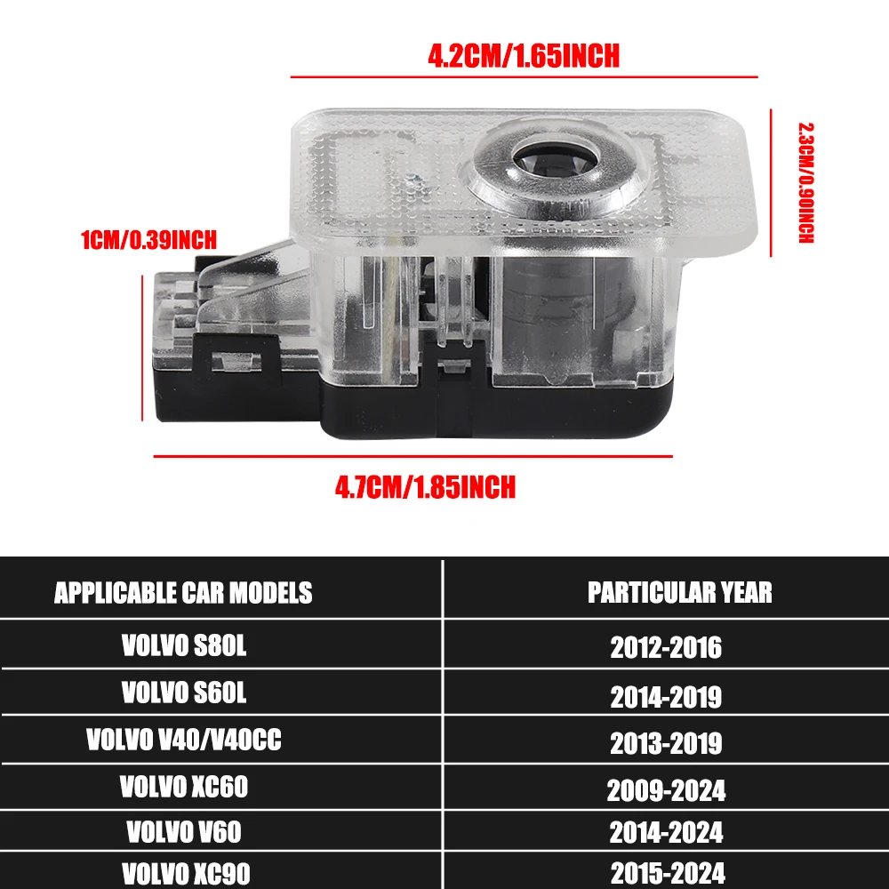 LED 웰컴 라이트 프로젝터 사인 고스트 라이트 장식 액세서리, 볼보 RDESIGN XC60 V60 S60L V40 V40CC S80L XC90 2015-2024, 2 개