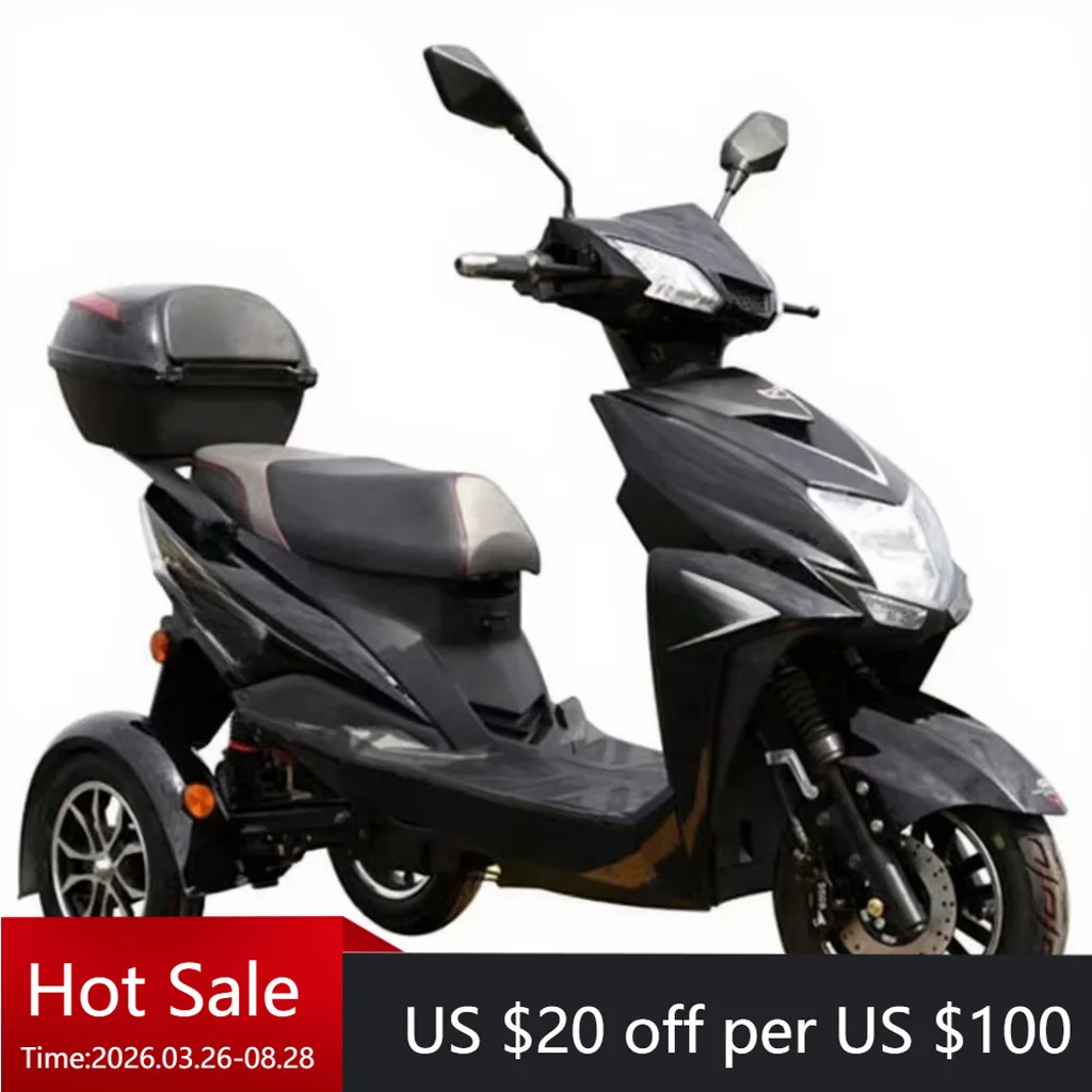 YC Cheap disabled tricycle, powerful three-wheel 60V20AH lead-acid battery electric scooter with pedals, suitable for adults/the