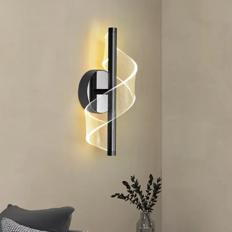 for Modern Creative Spiral Living Room Background Wall Lamp Designer Personalized Bedside Acrylic Wall Light