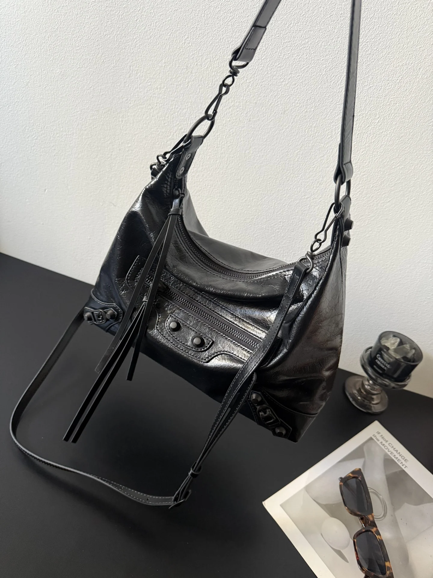 

Bla Genuine Leather Motorcycle Bag Women's Large Capaci oulder Crossbody Handbag Top Layer Cowhide Underarm Hobo Bag