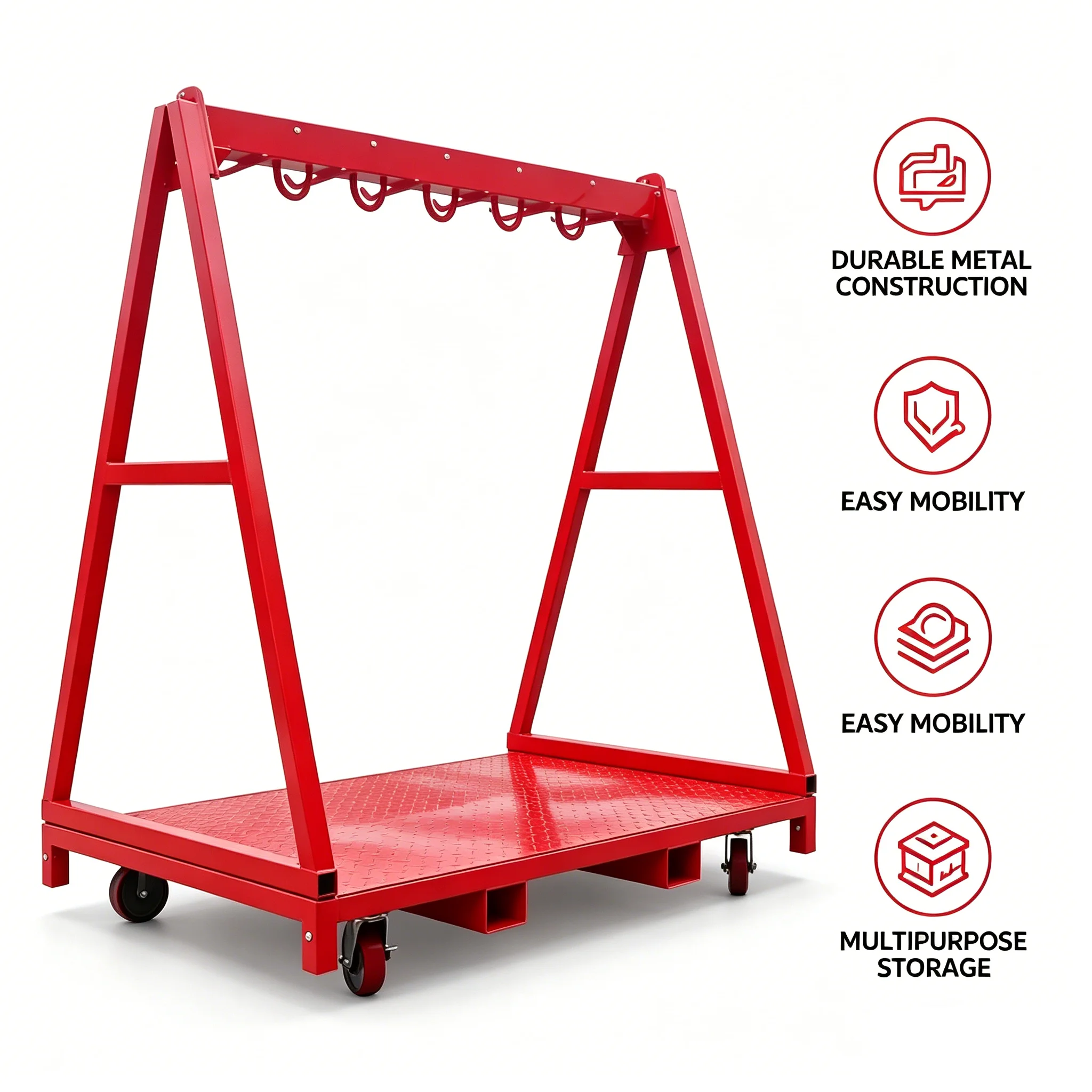 CNG-100 Stainless Steel Red Rigging Storage Rack 1000kg SWL Lifting Equipment Organizer with 14 Hooks