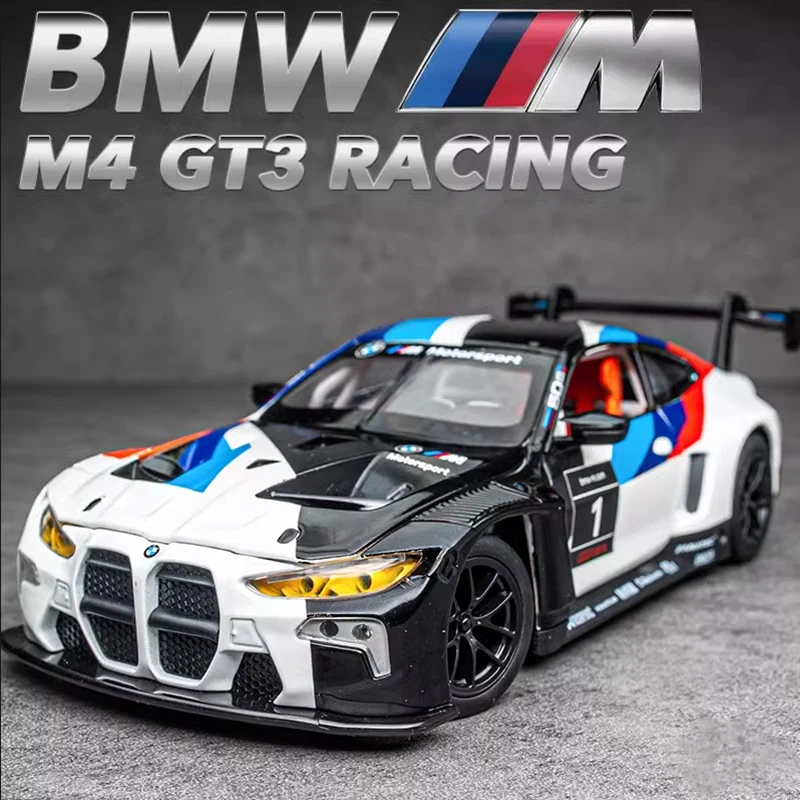 

1:32 BMW M4 GT3 Alloy Sports Car Model Diecast Metal Toy Race Car Vehicles Model Simulation Sound and Light Collection Kids Gift