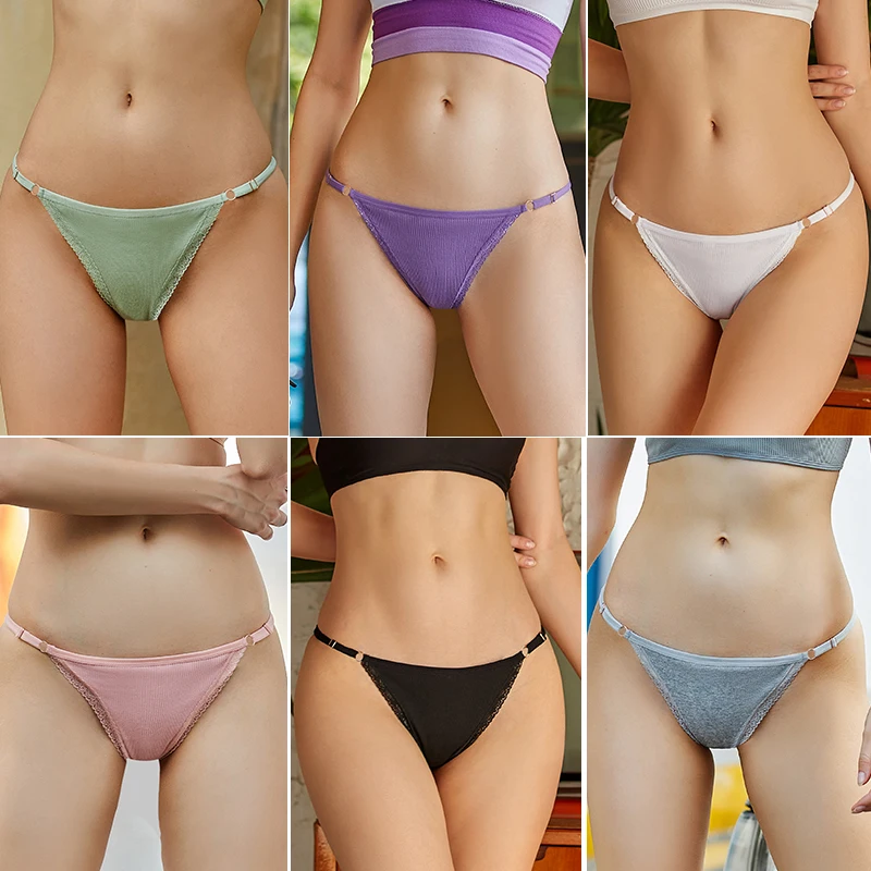 FINETOO 4PCS/Set Adjustable Waist Sexy G-string Panties Cotton Women\'s Underwear Girl Female Pantys Bikini Lady Thongs Lingerie