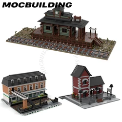 Train Station Model City Screet View Display MOC Building Blocks Bricks Construction Toys Gifts Christmas