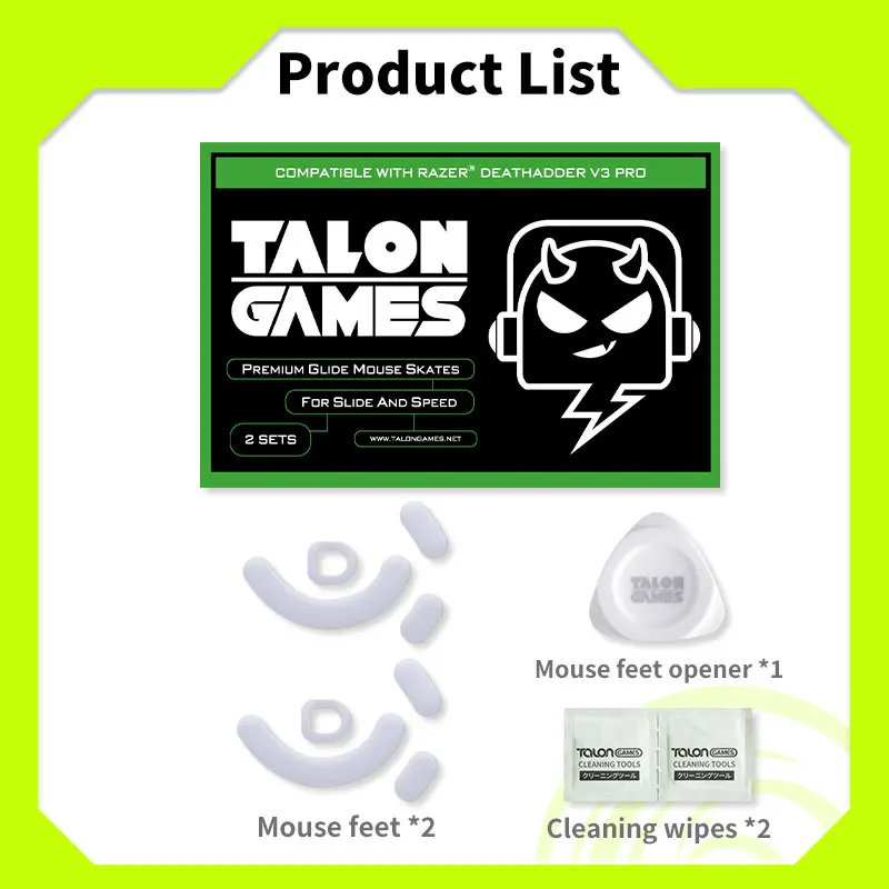 2 Sets TALONGAMES Mouse Feet Light Gray Custom Curved Edge Mouse Skates For Razer DeathAdder V3 Pro Mouse Feet Replacement