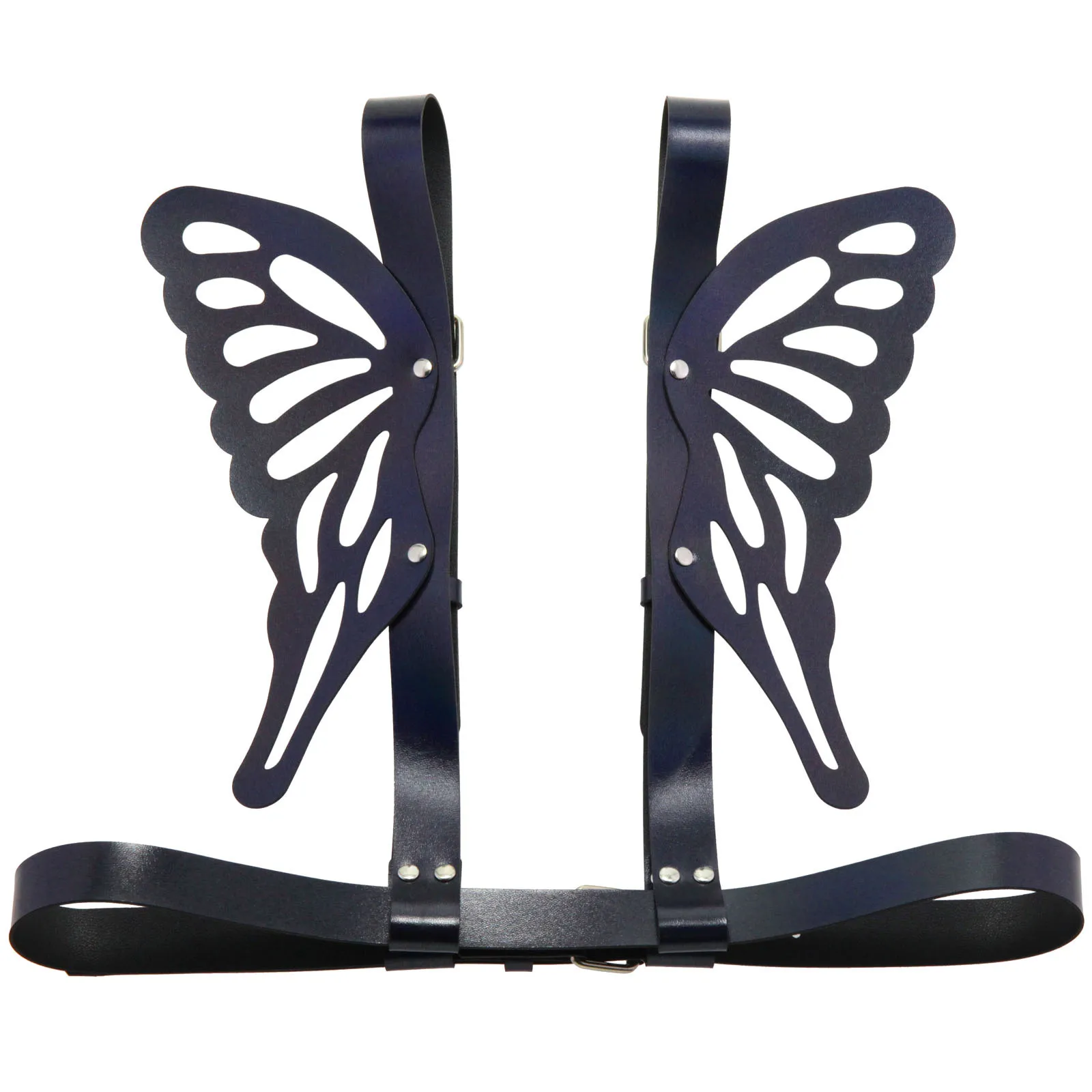 New PU Leather Angel Butterfly Wings Back Strap with Laser-cut Multi-color Reflective Body Restraint Shoulder Strap