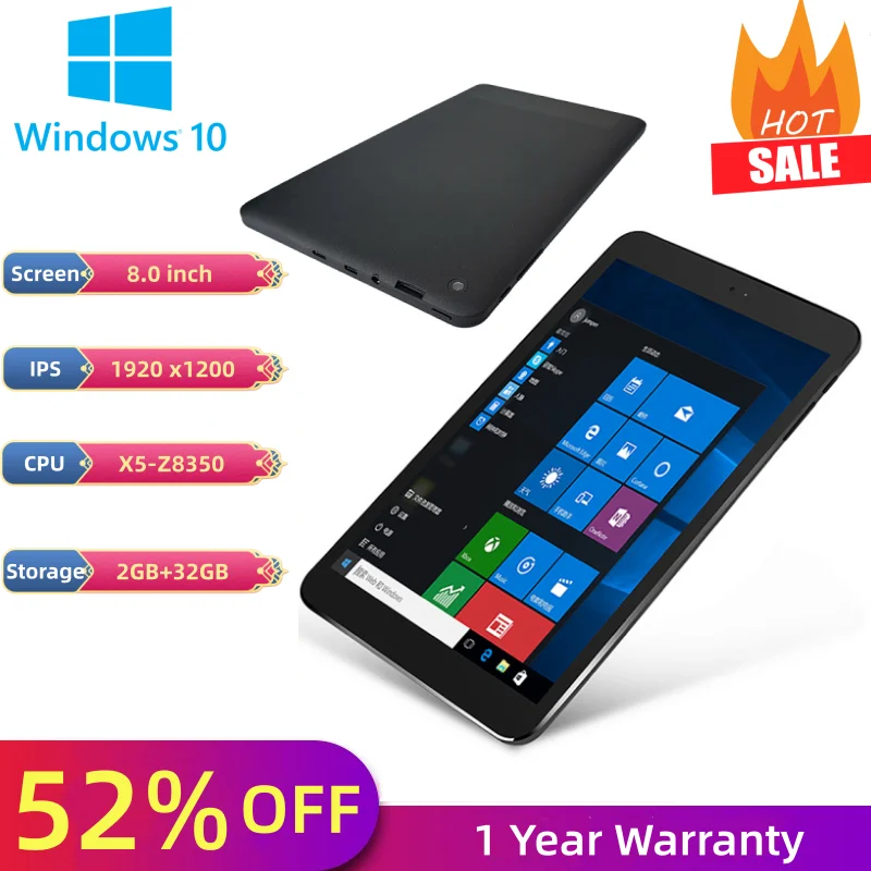 64bit 8 INCH Windows 10 Tablet X5-Z8350 Quad Core Dual Camears 1920 x1200IPS 2GB DDR3 RAM 32GB eMMC 4000mAh WIFI Bluetooth-4.0