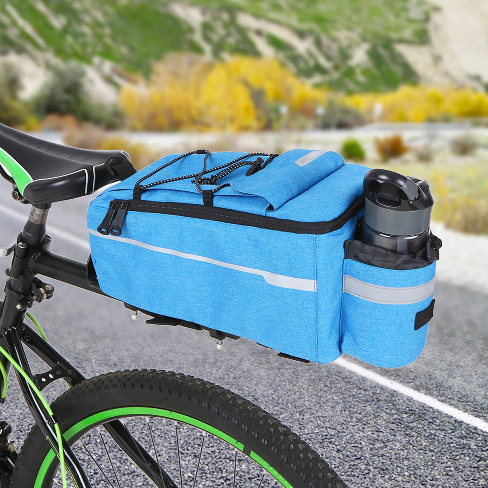 

Insulated Trunk Cooler Bags Cycle Bicycle Rear Rack Storage Luggage Bags Reflective MTB Bike Pannier Bags Shoulder Bags