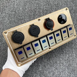 Metal New 4-8 Gang Button Rocker Toggle Switch Panel USB Digital Display Control For Car Truck Marine Boat RV Camper Caravan