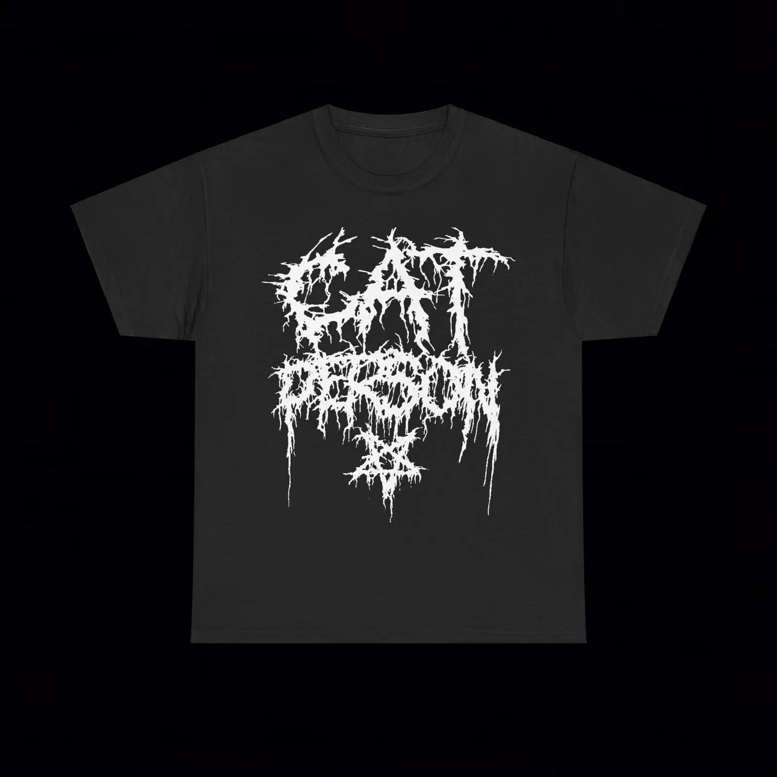 Black Metal Cat Person T Shirt Pentagram Grunge Y2K Emo Goth Punk Satanic Rock