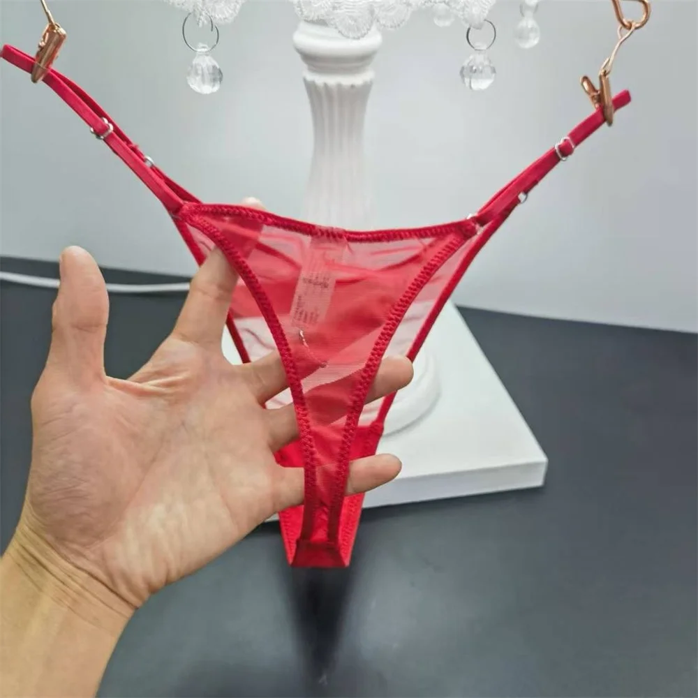 Nové sexy tanga s nastavitelným pasem, průhledná síťovina, tangá, ultratenké sportovní jóga, zvedací boky, T-back, plus velikost - náhled 2