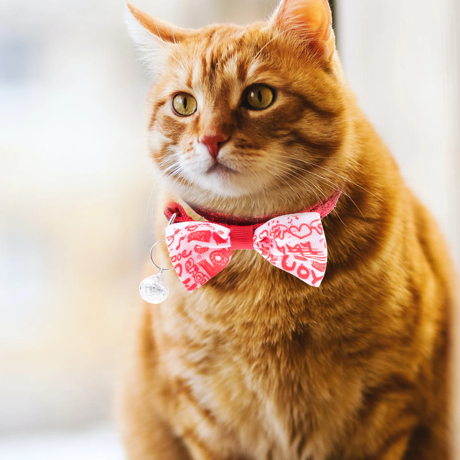 

Pet Collar Bow Tie Set Valentine Day Small Dog Cat Accessory Decorative Polyester Cotton Birthday Party Wedding Photo Shoot Pet