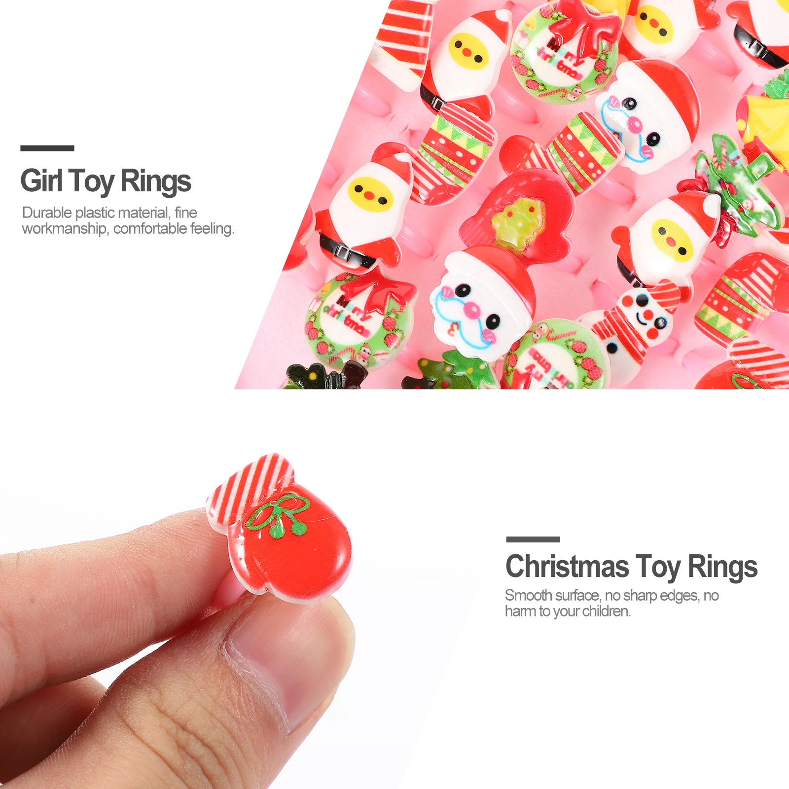 36Pcs Xmas Kids Rings Plastic Christmas Gift Set Fashion Design Durable Comfortable Easy Carry Multiple Styles 12345