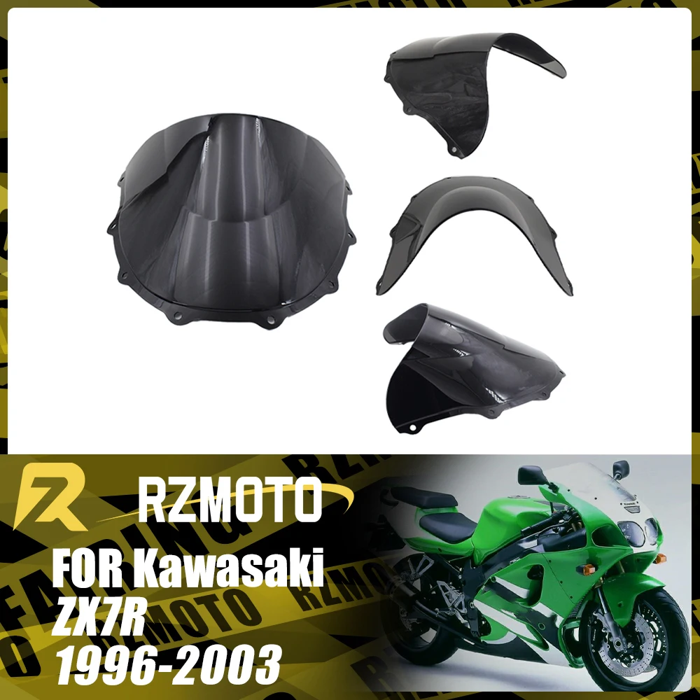 

ZX7R Motorcycle Accessories Windshield For KAWASAKI ZX-7R 1996-2003 1997 1998 1999 Front Double Bubble Wind Deflector Windscreen