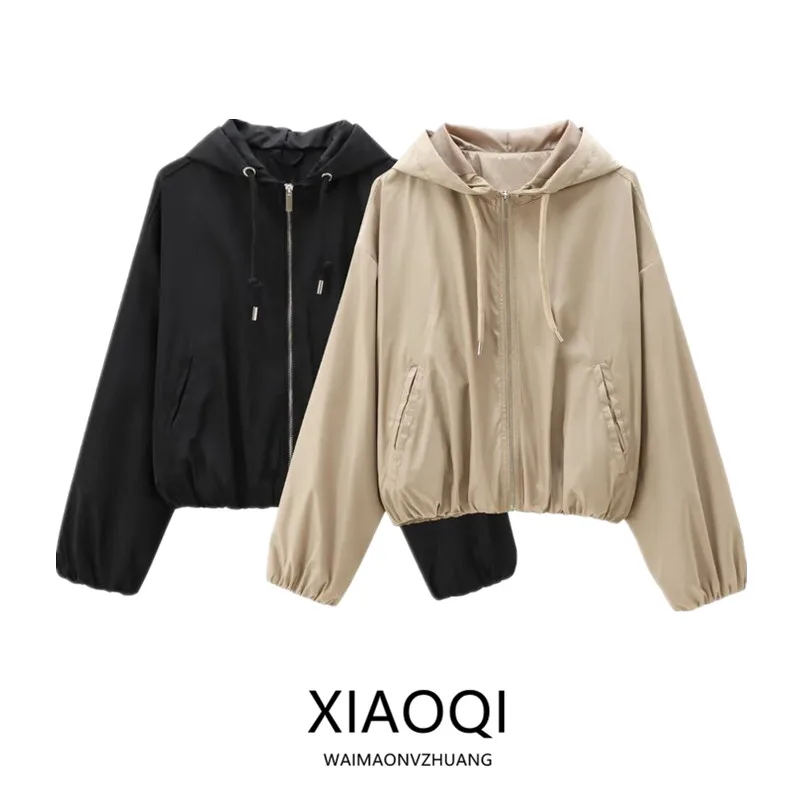 

Fall 2024 Women's Loose Long Sve Hooded Jaet Commute Versatile Outerwear Comfortable Fit Casual Sle Regular Length