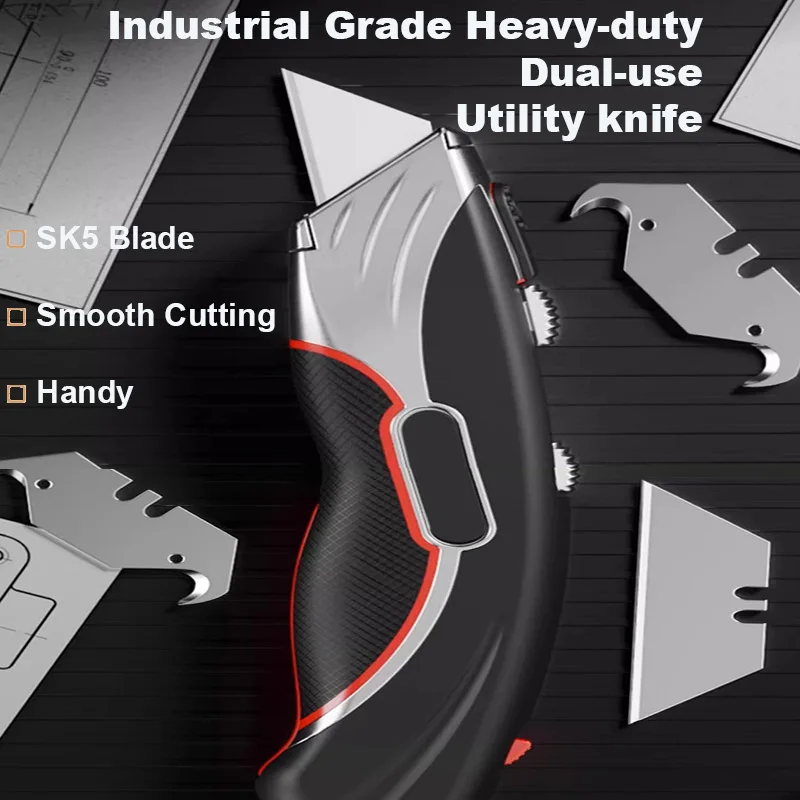 Multifunction Utility knife T Shape OX Horn Double Cutterheads Professional Cutters Heavy Duty Folding Cable Stripping Supplies