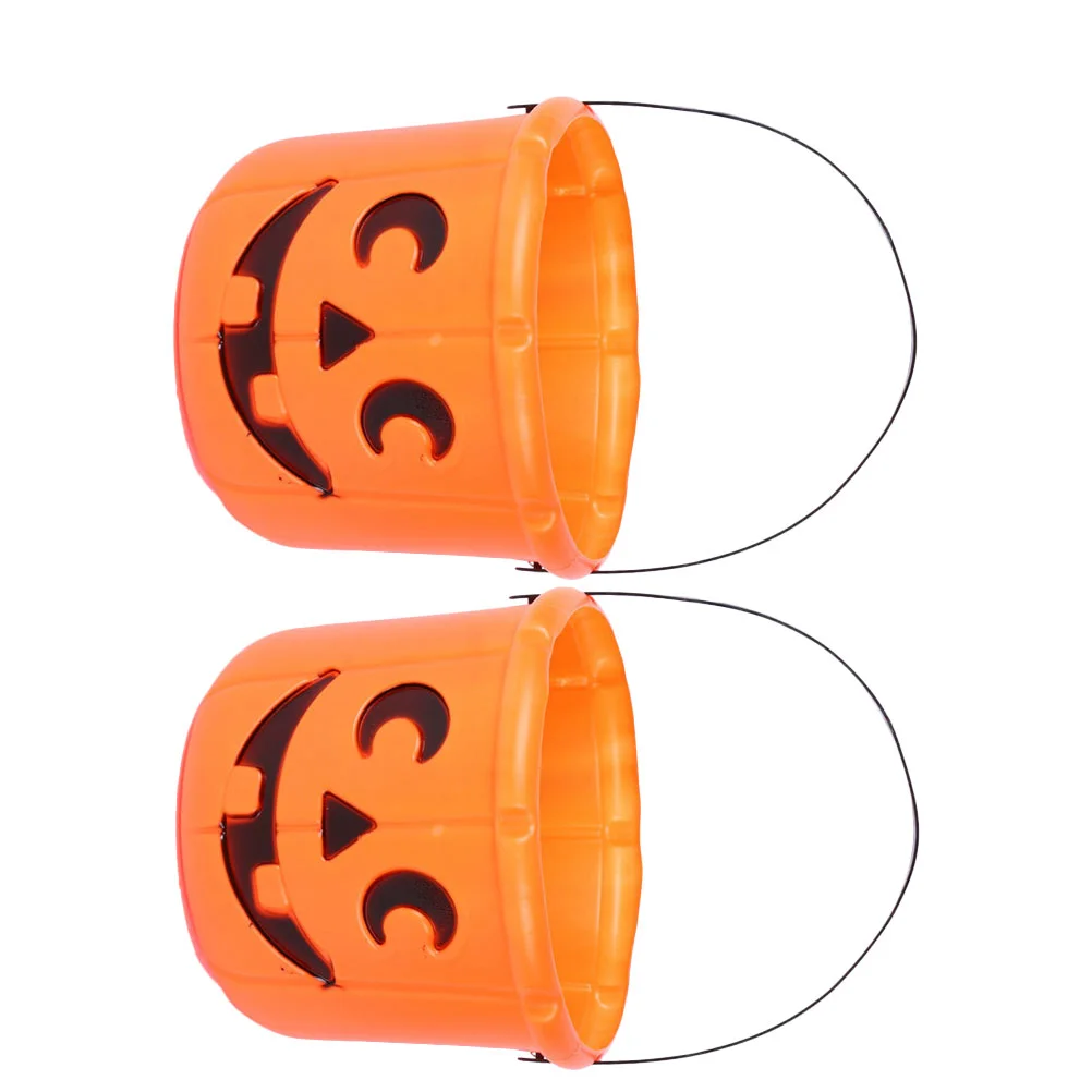 2 Pcs Glowing LED Flash Pumpkin Bucket Decor Halloween Decorations Decorate Pail