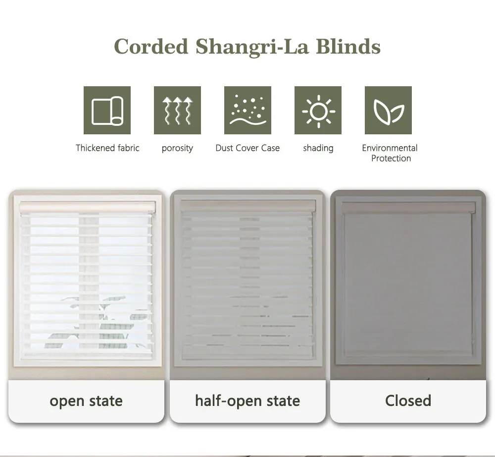 Electric Shangri-la Blinds Lithum Battery Alex Google Home Motorized Roller Blinds for Living Room Office Bedroom Full Blackout