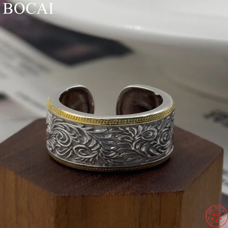 

BOCAI S925 Sterling Silver Rings for Men Women New Fashion Retro Old Eternal Vine Totem Pure Argentum Jewelry Free Shipping