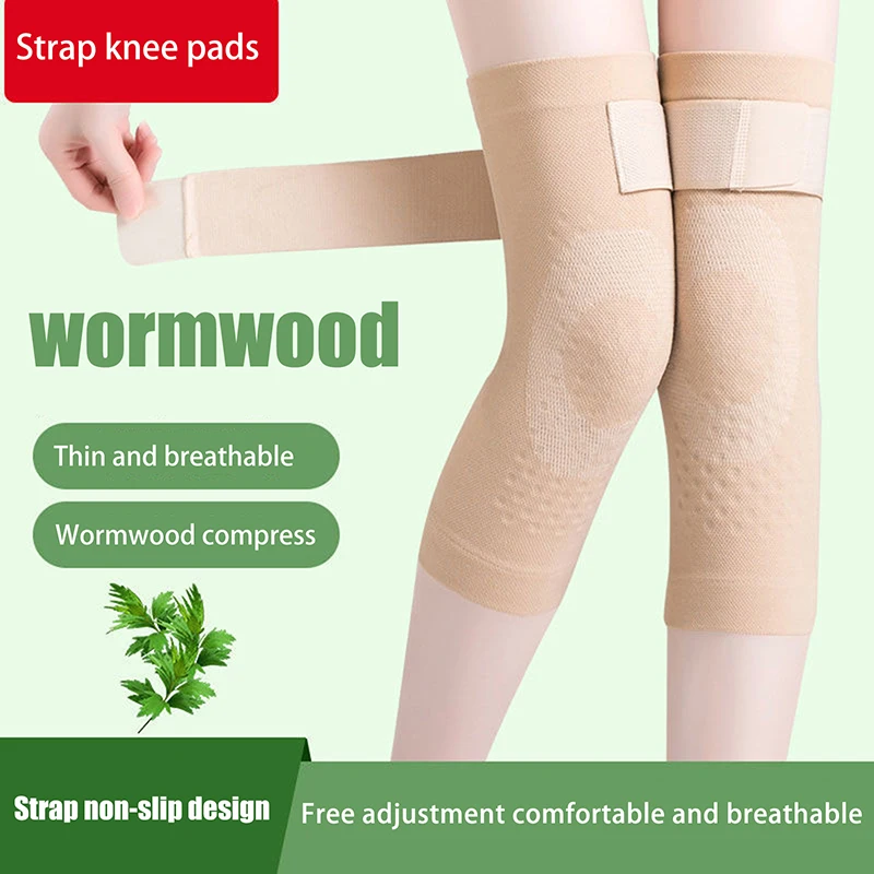 1 Pair Tie Self Hot Mugwort Knee Braces Sleeve Knee Support Pain Relief Injury Recovery Keep Warm Knee Pads Sports Protect Knee