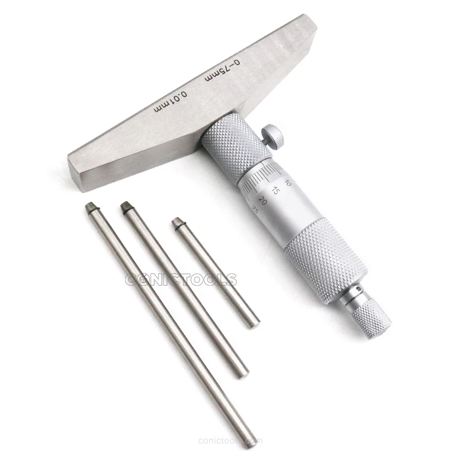High Precision 0-75mmx0.01mm Depth Measuring Tools Depth Micrometer
