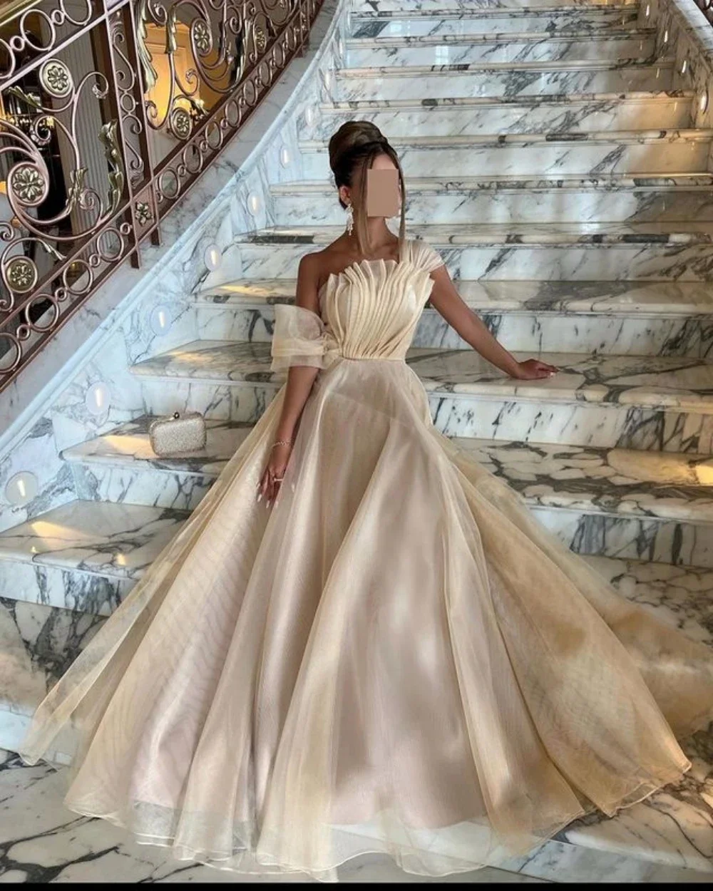 A-Line Prom Dresses gala Strapless Evening Dress Wedding Party Dress One Shoulder Ruffle Saudi Arabia Women\'s Formal Custom Made