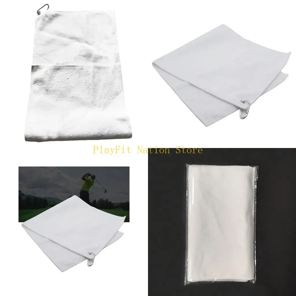 

242F Microfiber Golf Ball Cleaning Towel with Carabiner Hook Sublimation Blank Golf Towel Portable Water Absorption Towel