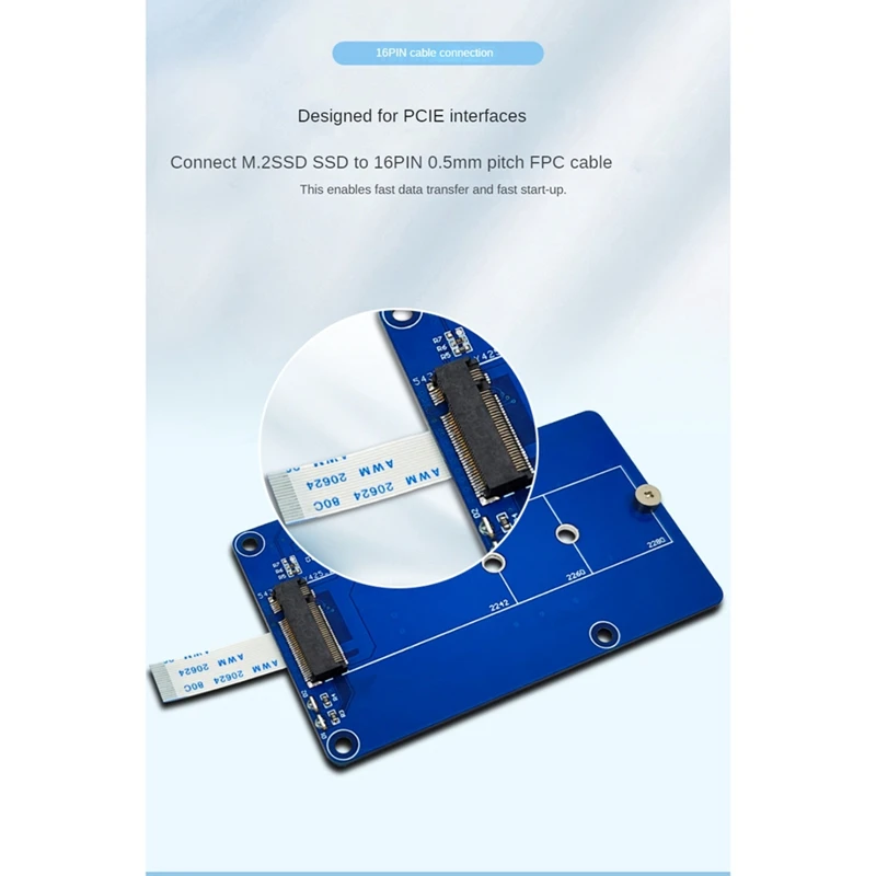 Scheda adattatore Pcie a M.2 Nvme SSD per Pi5 Raspberry Pi 5 supporta SSD 2242/2260/2280 NVME M2