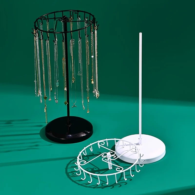 Rotatable Metal Jewelry Display Stand, Multi-Hook Necklace Storage Holder, Desktop Bracelet Earring Display Rack for Stall view 6