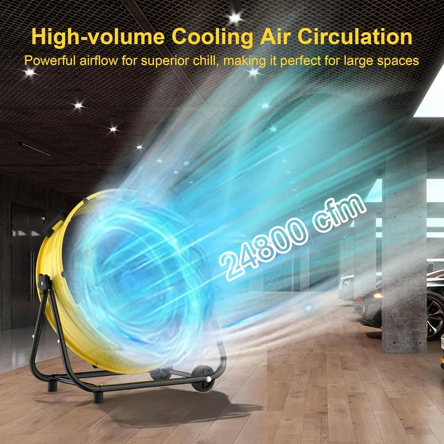 Uthfy Ventilateur à tambour industriel robuste de 40 pouces, ventilateur de sol haute vitesse 600 W avec 3 vitesses, 360 °   Ventilateur de garage inclinable en métal pour Warehou