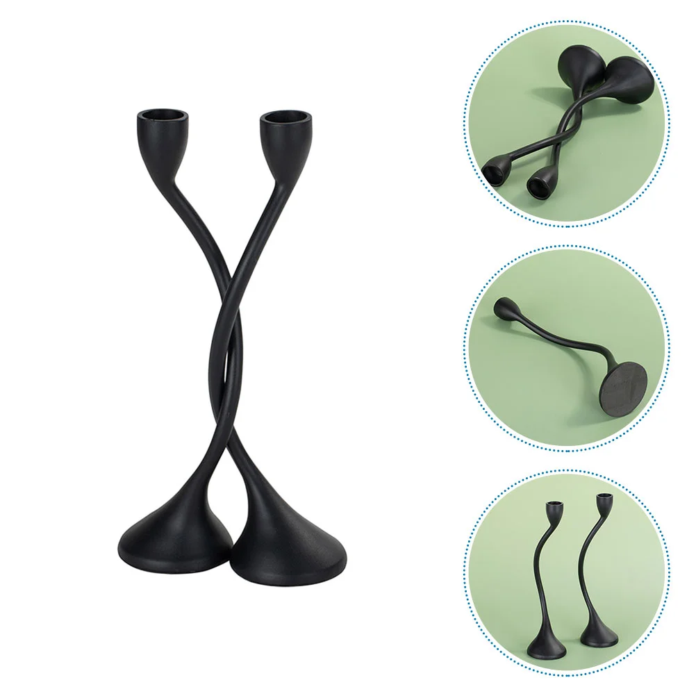 2 Pcs Decor Tall European Style Holder Stand for Storage Stands Candlestick Decoration Aromatherapy Black Table