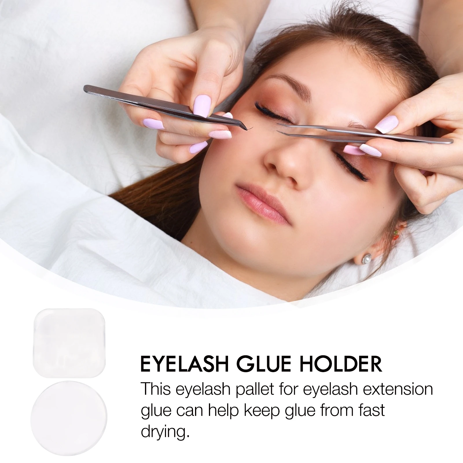 

8 Pcs Glue False Eyelash Pads Silicone Curler Kit Transparent Silica Gel Holder Pallet