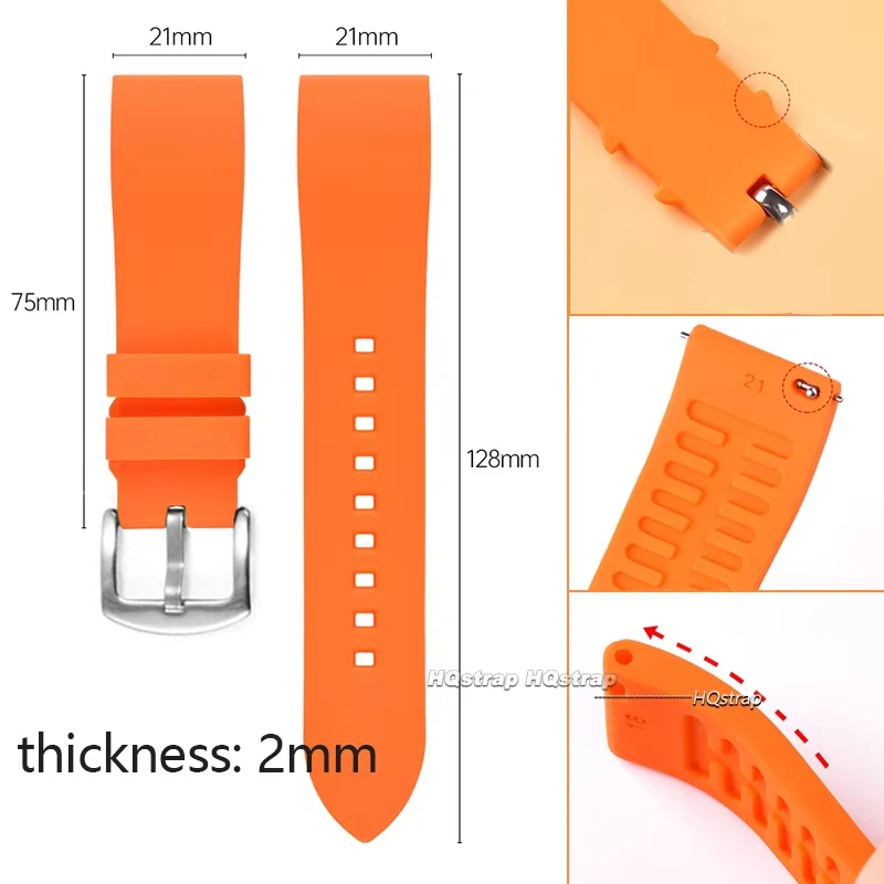 Schnellverschluss-Uhrenarmband aus Silikonkautschuk, 20 mm, 22 mm, Sportuhrenarmband, Schwarz, Grün, Orange, Blau, Armband, Armbänder, 18, 19, 21, 24 mm – Detail 7