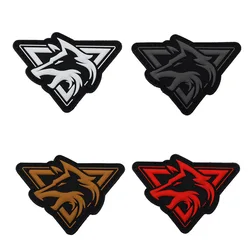 Triangular Wolf Head Luminous PVC Patch Tactical Morale Badge Military Armband Hook and Loop Patches Backpack Decorative Sticker