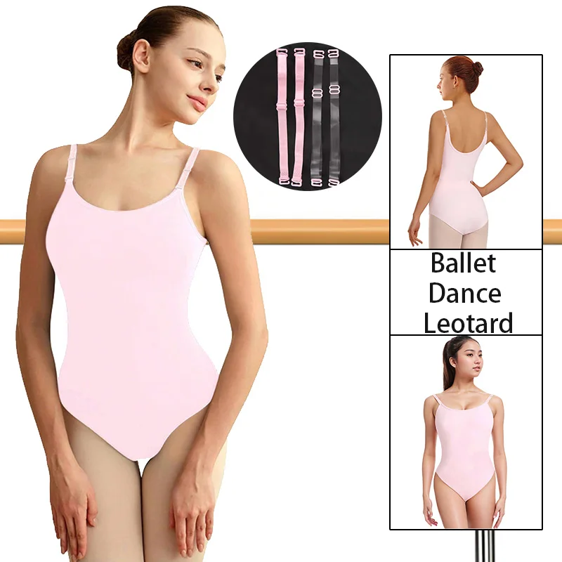 女性用ノースリーブキャミソールバレエダンスレオタード大人用体操タンクトップ調節可能なストラップと裏地付きダンスレオタード