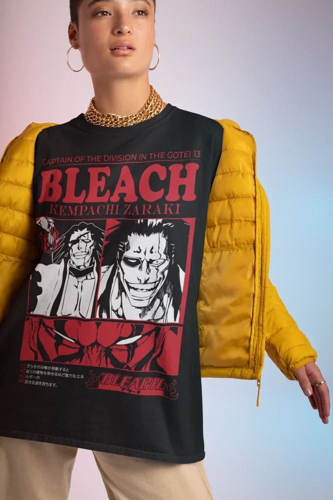 Zaraki Kenpachi T-shirt Byakuya Anime bande dessinée blanchiment japon cadeau chemise toutes tailles