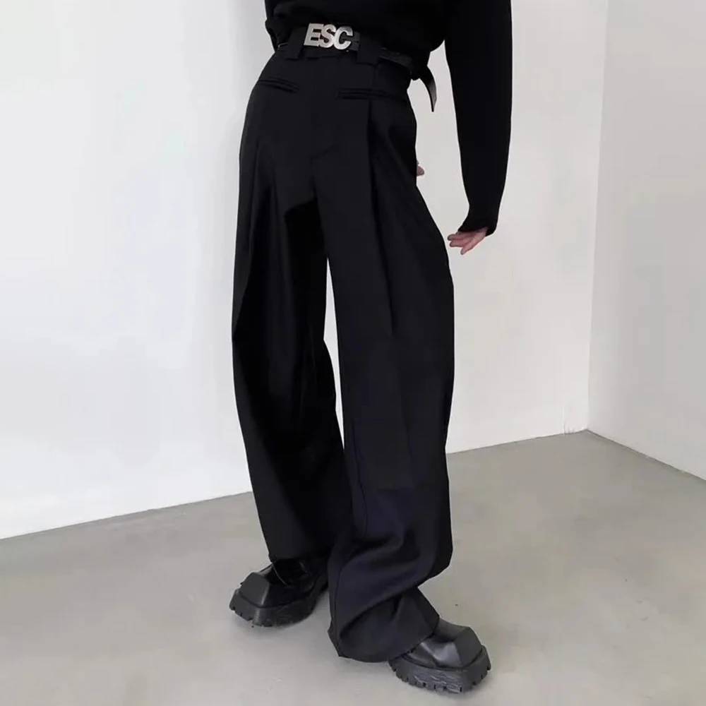 

Men's Solid Color Wide-Leg Suit Trousers American Retro Fashion Trend Street Loose Casual Breathable Summer Men's Bottoms