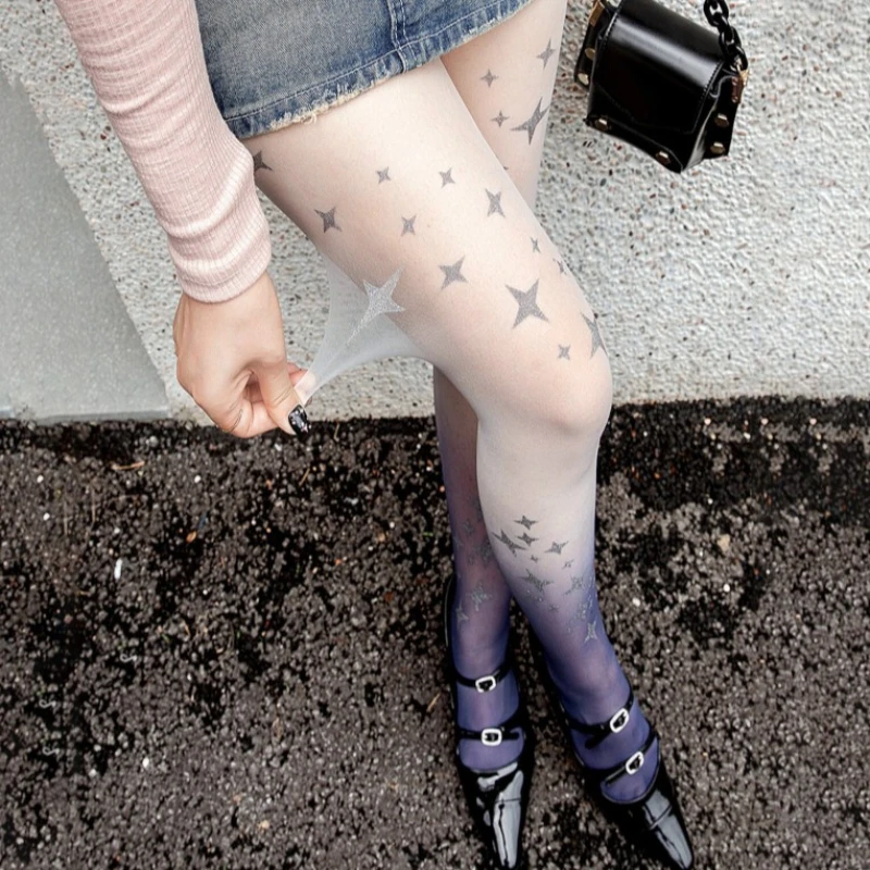 Star Gradient Sexy Women's Stockings Spicy Girls Sweet Lolita Fashionable Stockings Street Dance Performance Bottom Socks
