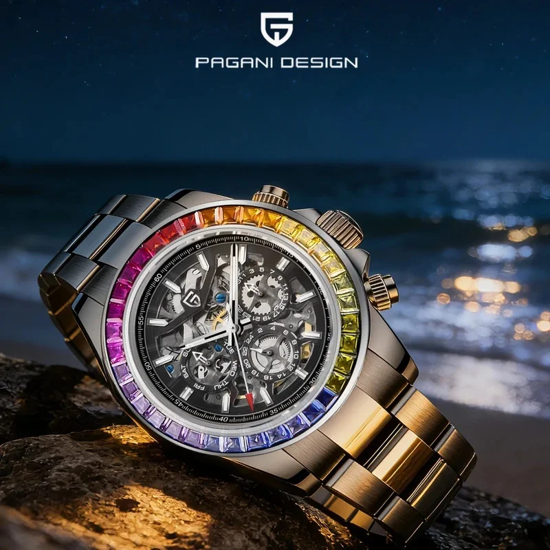 PAGANI DESIGN PD1777 HZ2196G WATCH| 2026 New Skeleton Men Mechanical Watch, Sapphire Crystal Stainless Steel Business Wristwatch