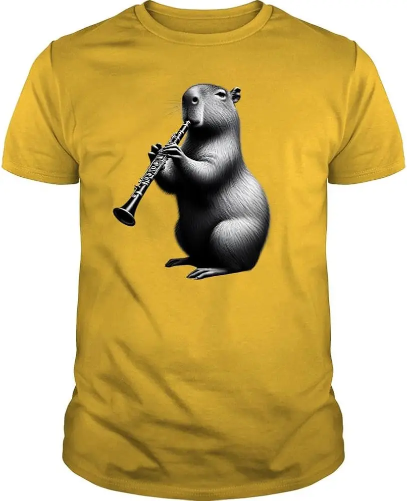 Capybara Playing Clarinet Clarinetist Clarinet Player  Anime Graphic T-shirtsY2K tops Unisex Summer Short Sleeve