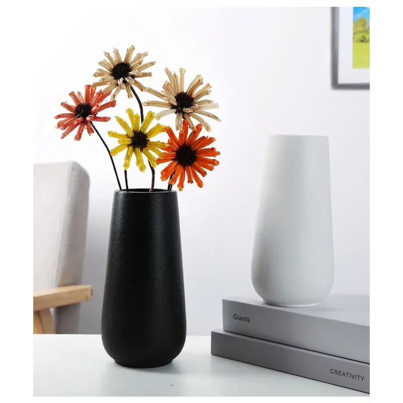 for New Chinese Style Simple White Ceramic Vase Dried Flower Home Arrangement Water Cultivator Light Luxury Living Room