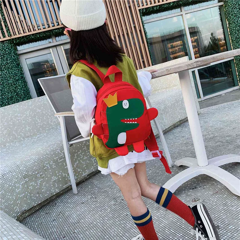 

ABRT-2X Cute Kids Kindergarten School Bag 3D Cartoon Dinosaur Mini Backpack New Baby Boy Girl School Bag Red