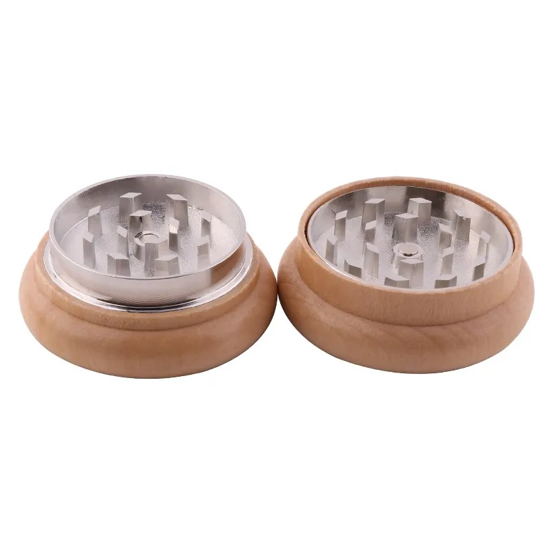 2 Layers 55mm  Spice Mill Zinc Alloy Wood Dry Herb Smoke Cigarette Accessories  Tobacco Grinder